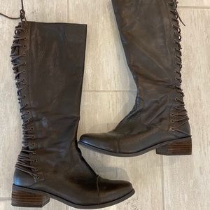 Brown lace up, lock down boots